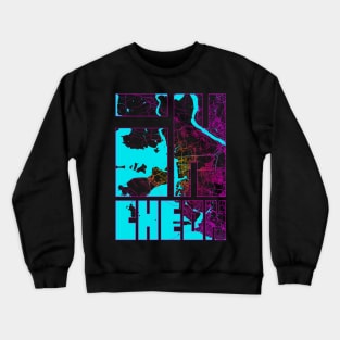 Incheon, South Korea City Map Typography - Neon Crewneck Sweatshirt